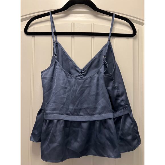 Abercrombie & Fitch Women’s Sleeveless Ruched Summer Satin Tank Top Size M Blue - Picture 4 of 4
